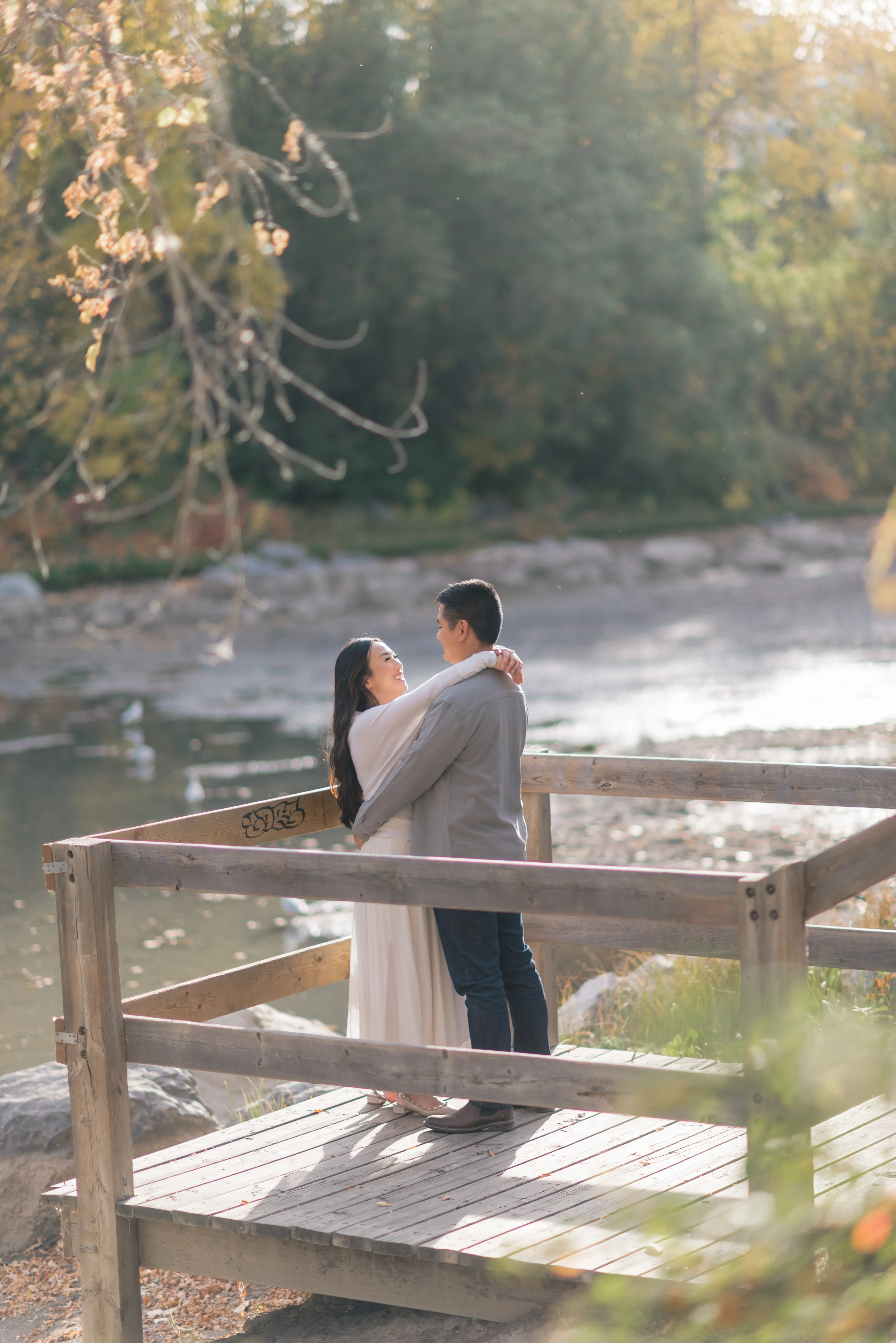 Calgary engagement photographer capturing candid moment outdoors