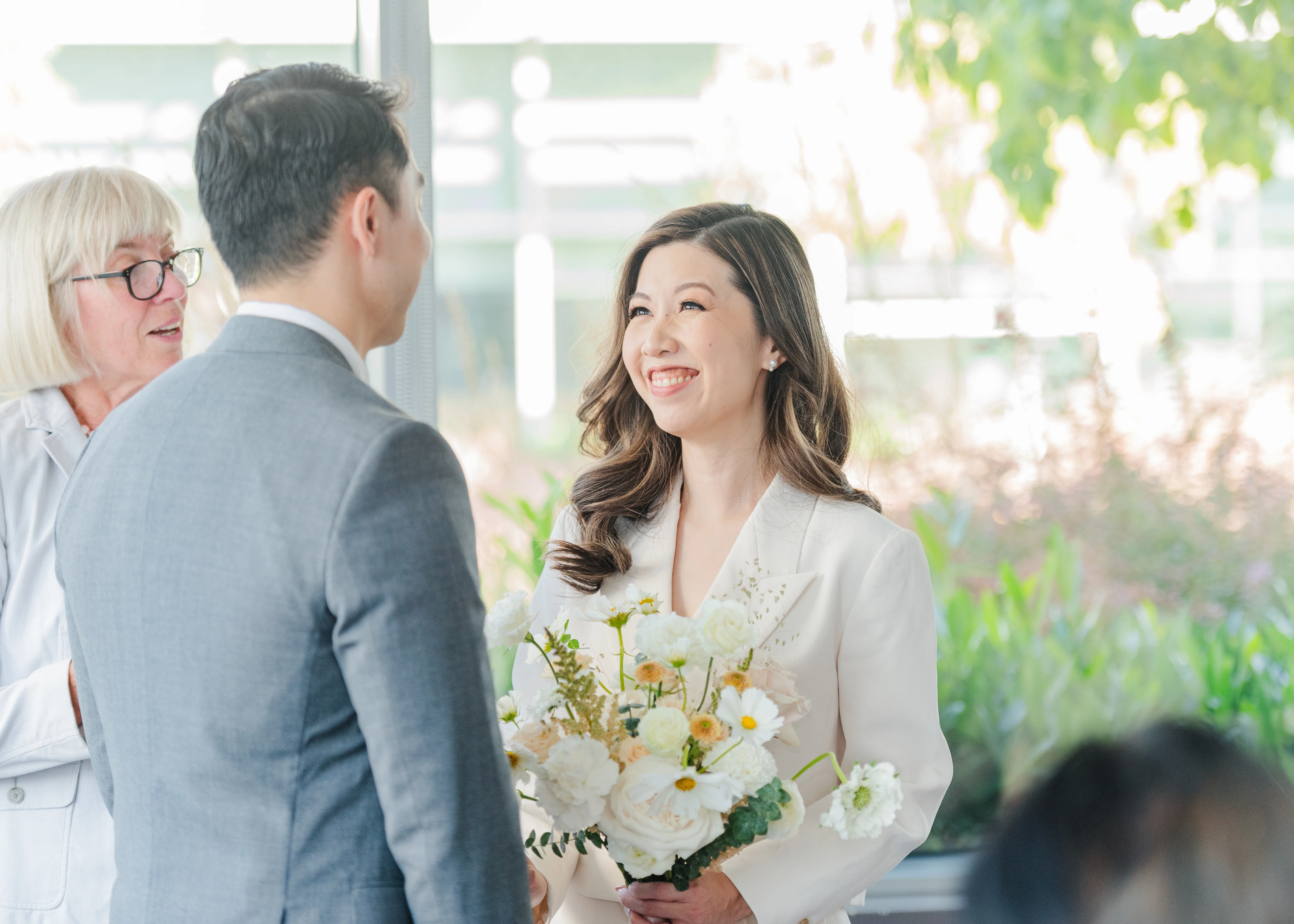 candid laughter in a civil wedding ceremony in Burnaby, B.C.
