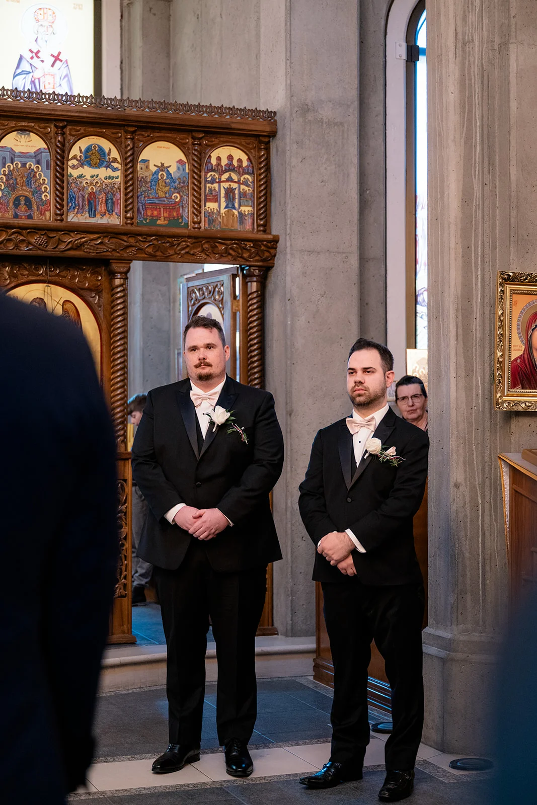 Serbian Orthodox wedding ceremony with traditional rituals including candles, crowns, and cords