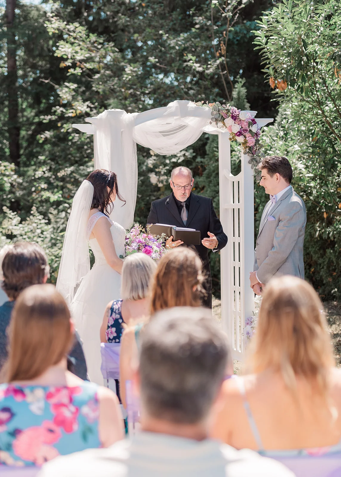bride and groom summer wedding backyard mission, british columbia