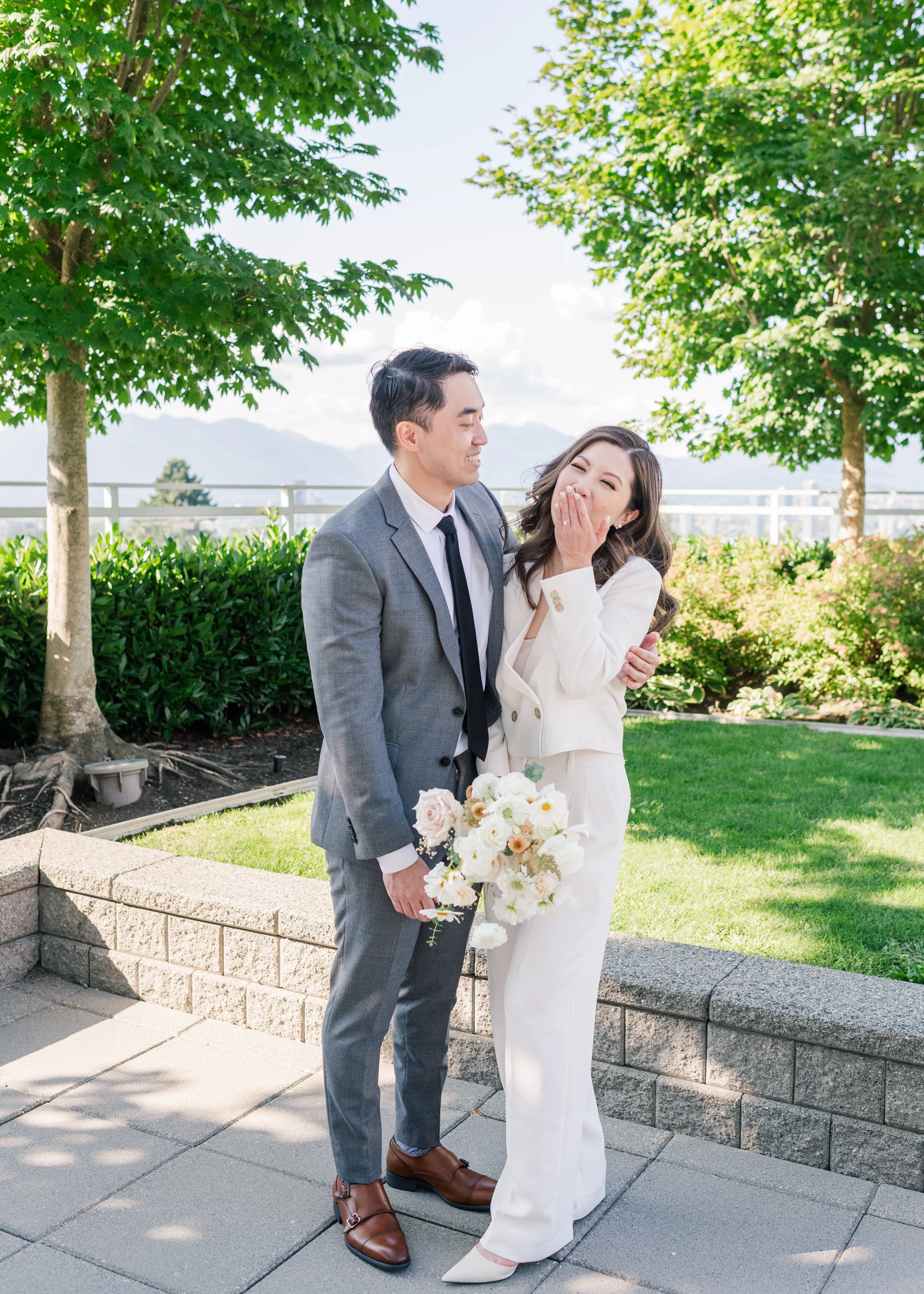 bride and groom romantic portraits after civil ceremony in Vancouver, B.C. 