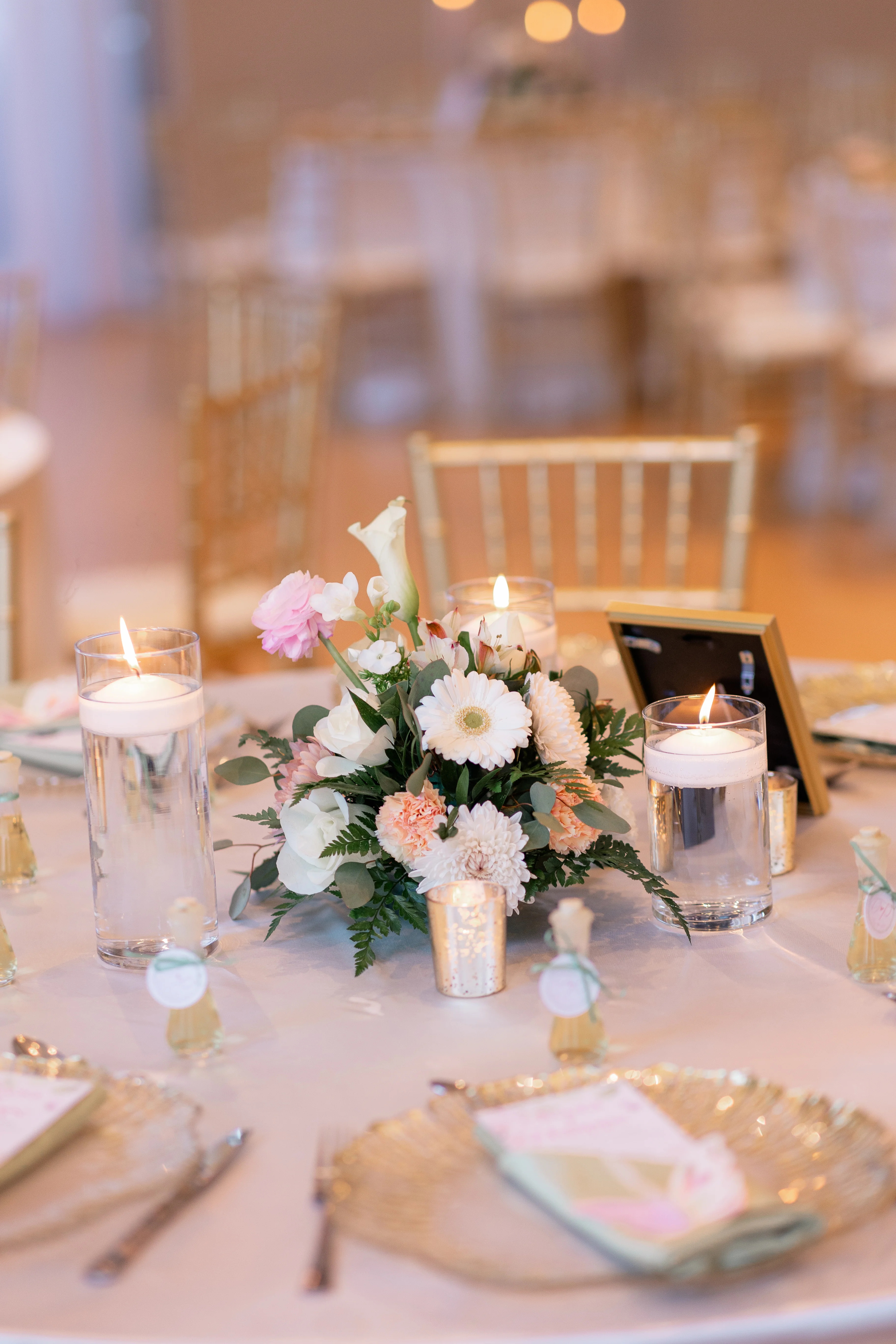 Beautifully decorated reception with personal touches from the bride and groom.