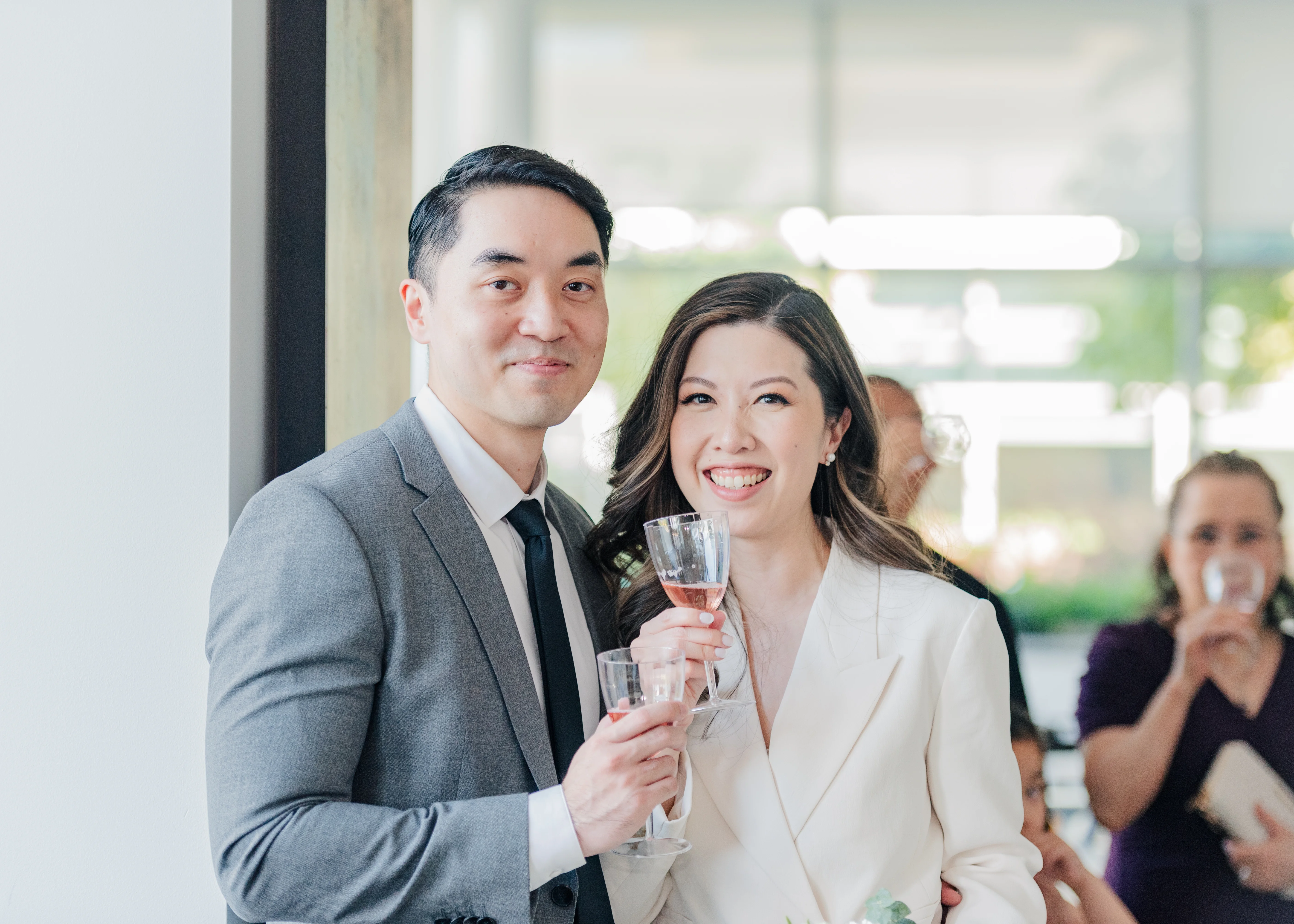 bride and groom celebrating at civil ceremony in Vancouver, B.C. 