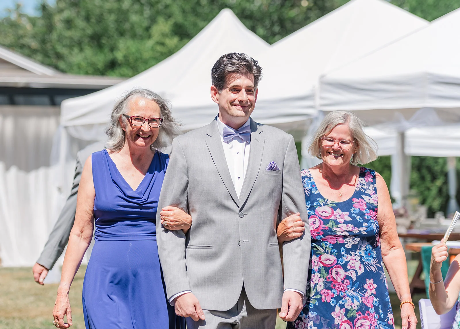 groom walking down the aisle at a summer wedding in mission, british columbia
