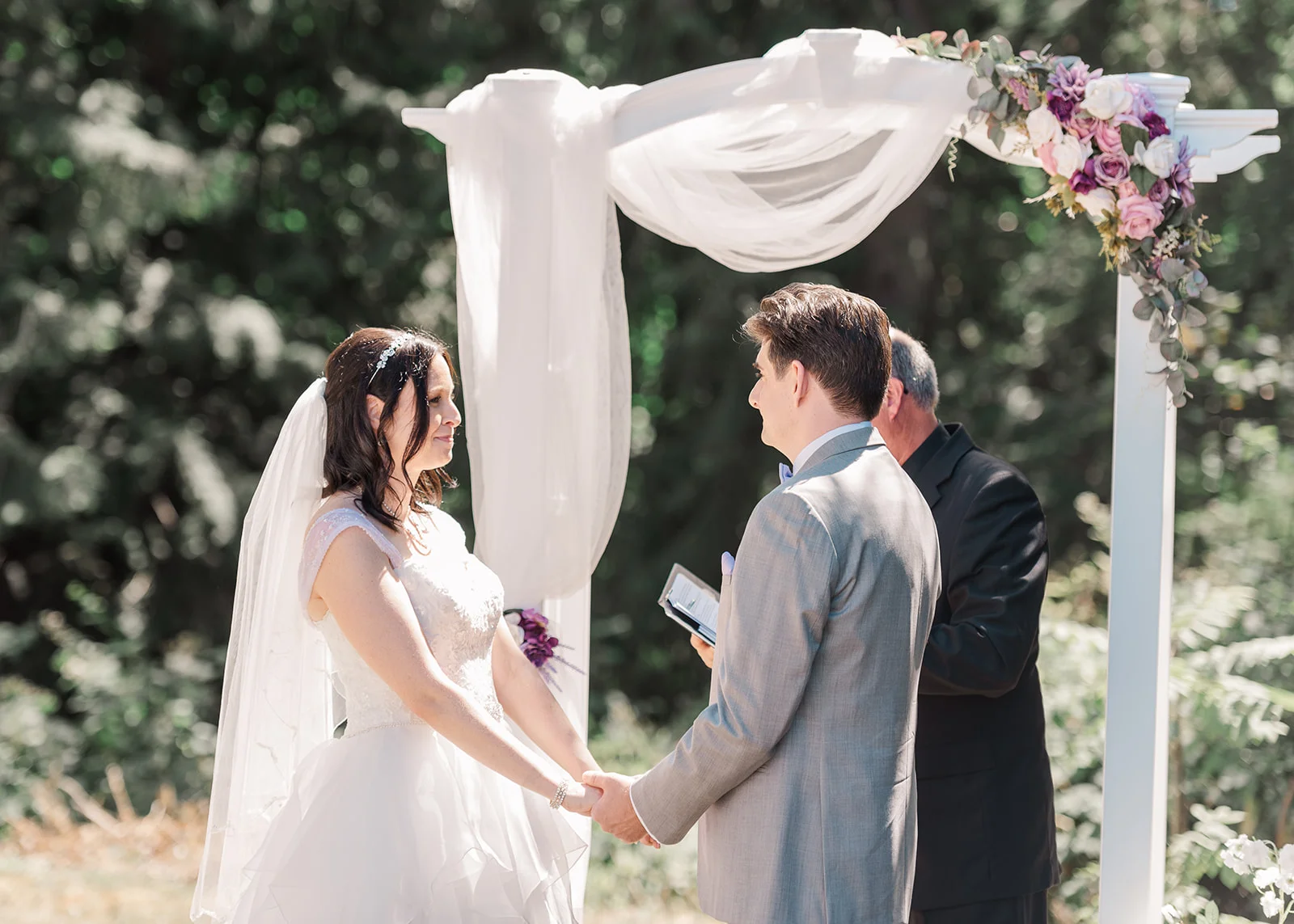bride and groom summer wedding backyard mission, british columbia