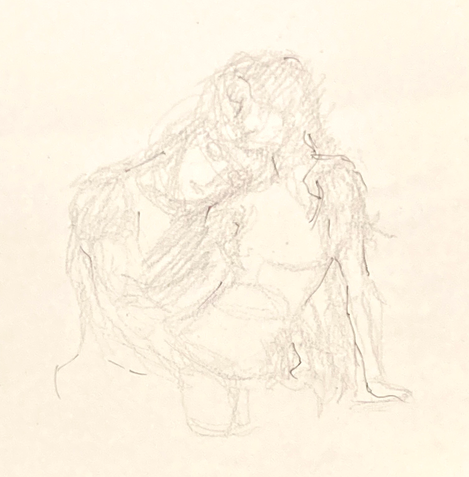 "Awww", 2025, Graphite and Ink on Paper