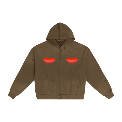 Hand-Frayed Sunfade Zip Hoodie | Allexitz Llc