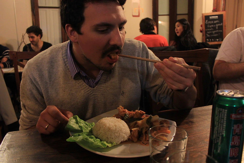 learning how to use chopsticks