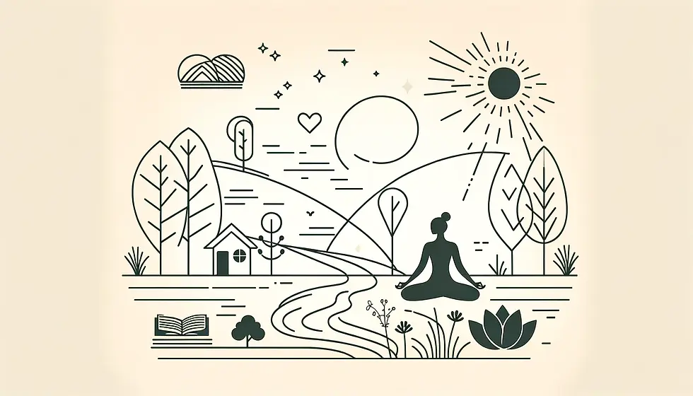 ilustración que muestra a tres personas de diferentes edades practicando yoga, cada una realizando una postura que simboliza su etapa de vida: un joven en una postura avanzada y dinámica, una persona de mediana edad en una postura de equilibrio moderada, y un adulto mayor en una postura suave y restaurativa. El ambiente del estudio es tranquilo y acogedor, destacando cómo el yoga se adapta y beneficia a las personas a lo largo de toda su vida.