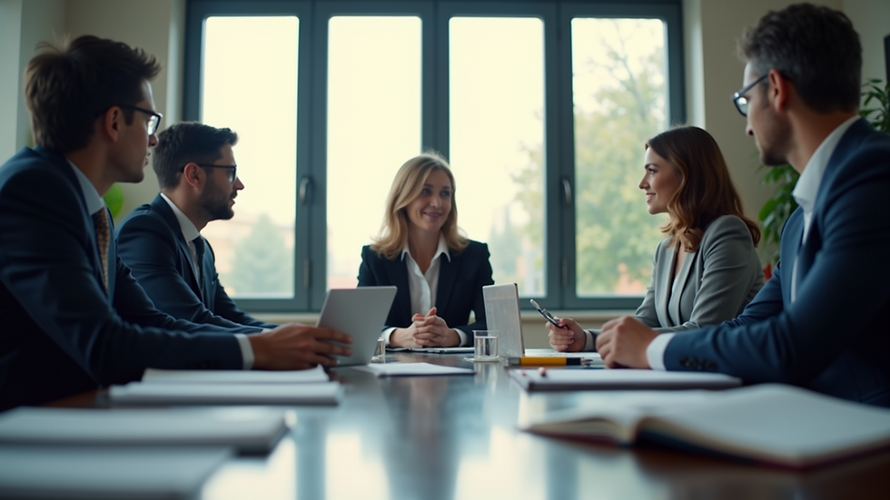 Eye-level view of a real estate meeting among professionals