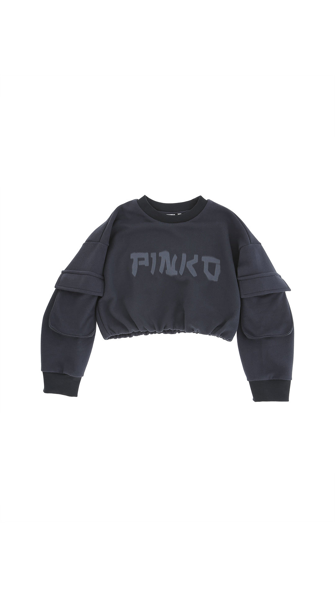 felpa cropped con tasconi e stampa eclisse