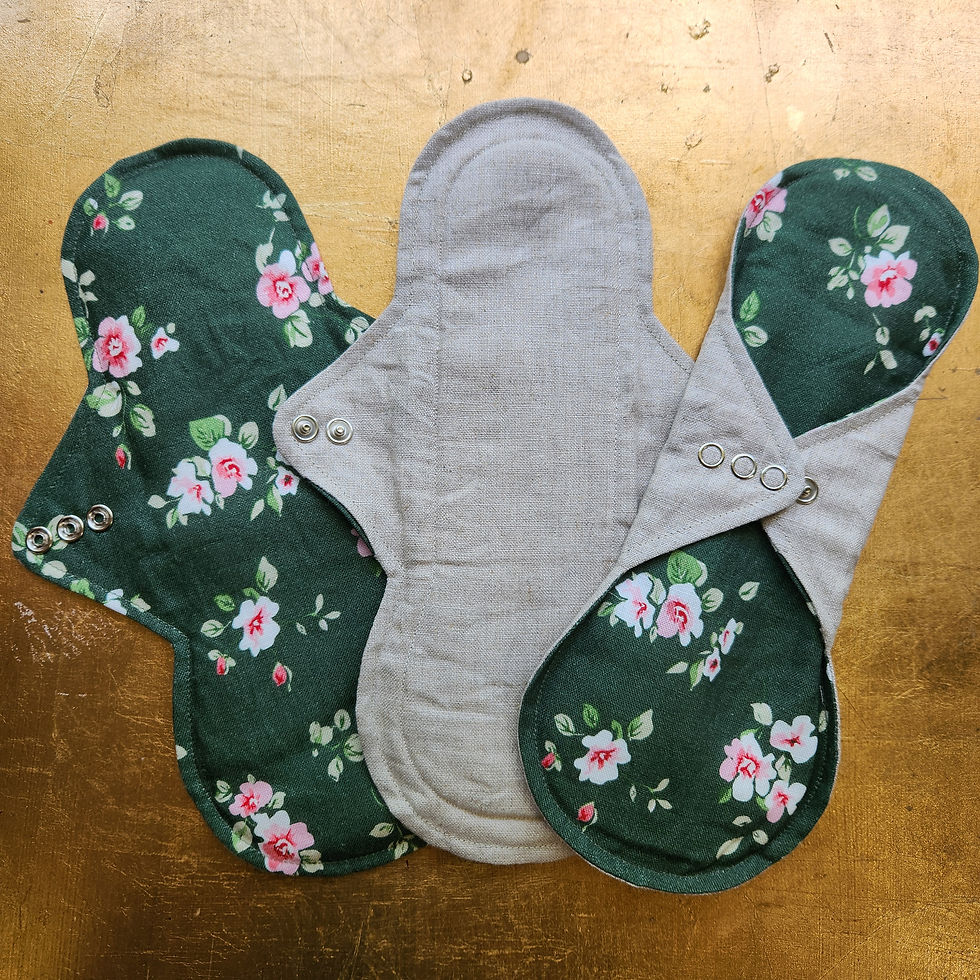 12-inch XL linen cloth pad with undyed linen topper – reusable pad for heavy flow