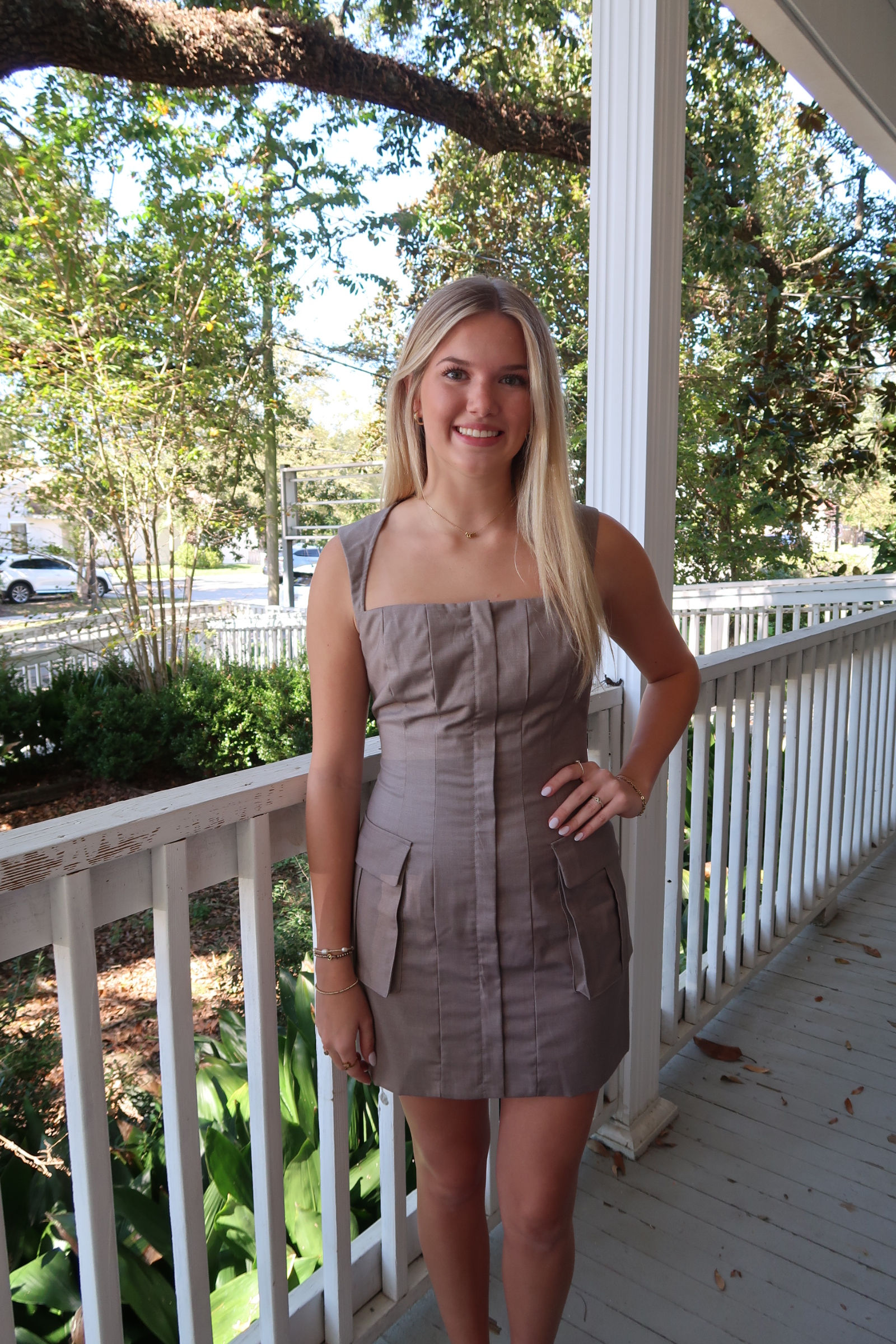 Grey Mini Dress With Pockets