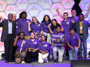 FIRST CEO Chris Moore with CREC Academy of Aerospace & Engineering students in the FIRST Tech Challenge program