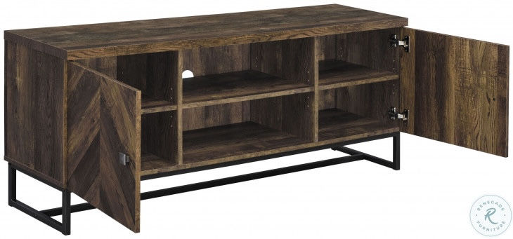 Thumbnail: 60” Myles 2-door TV Stand Rustic Oak Herringbone 