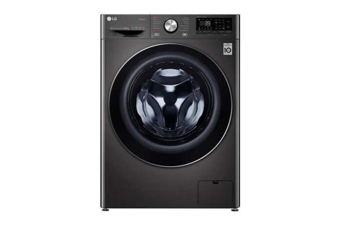 غسالة ملابس LG F4V9VCP2E سعة 9 كجم + 6 كجم محمصة باللون الفضي