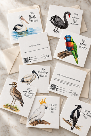Watercolor Bird Greeting Cards Flat Lay.png