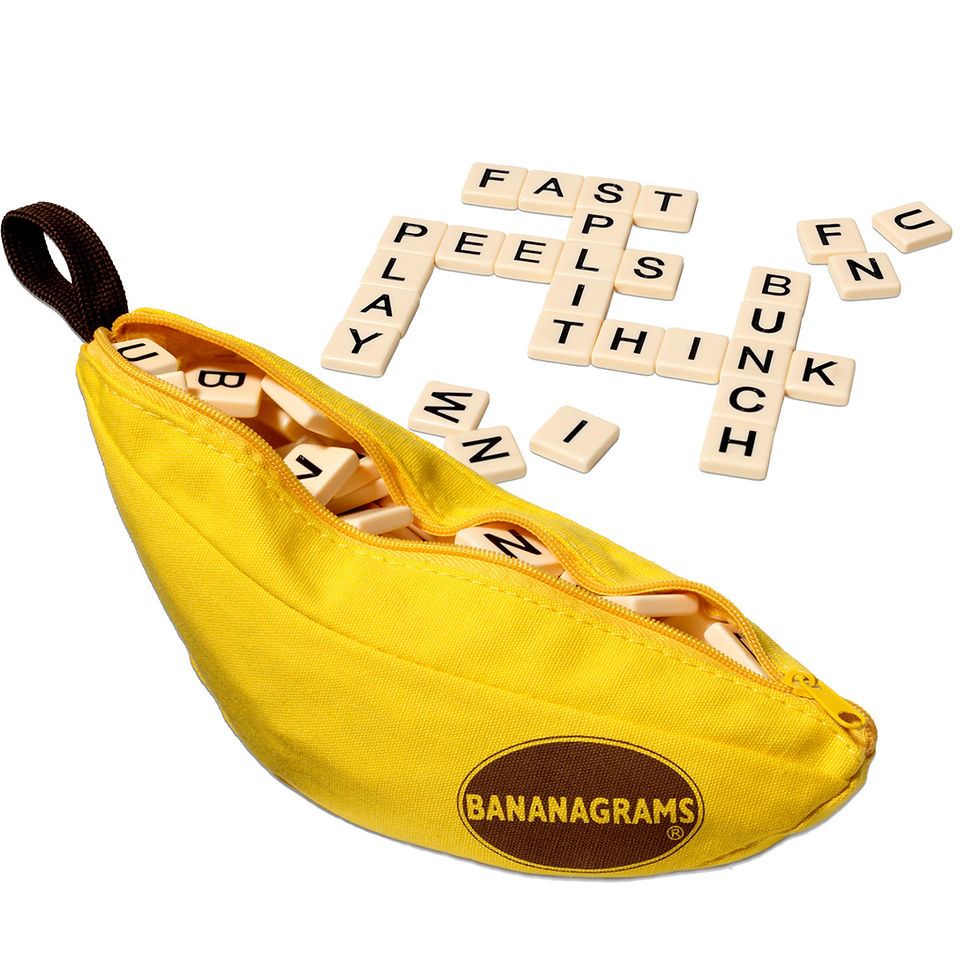 Bananagrams is a lightning-fast word game that blends the best parts of Scrabble and speed rounds into one wildly fun experie