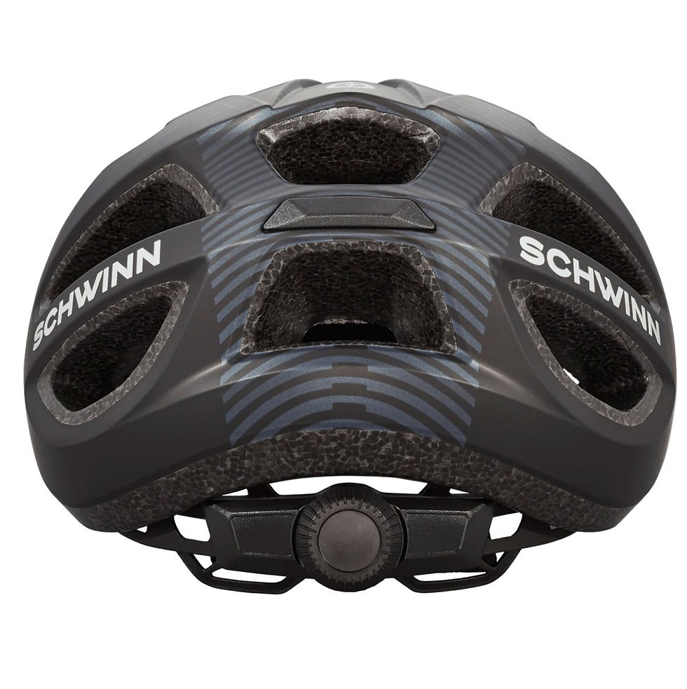 Close-up angle of black Schwinn Midvale adult bike helmet with ventilation ports.