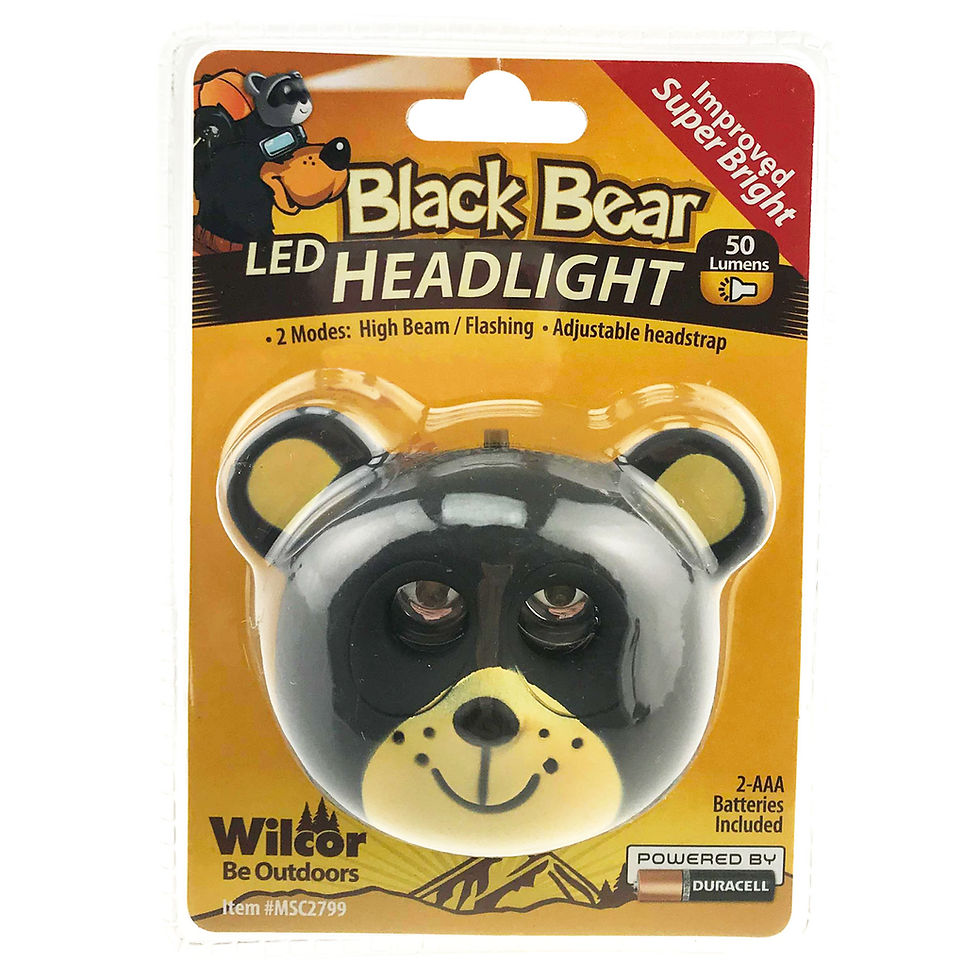 Black bear LED headlamp with adjustable strap and bright dual LED lights
