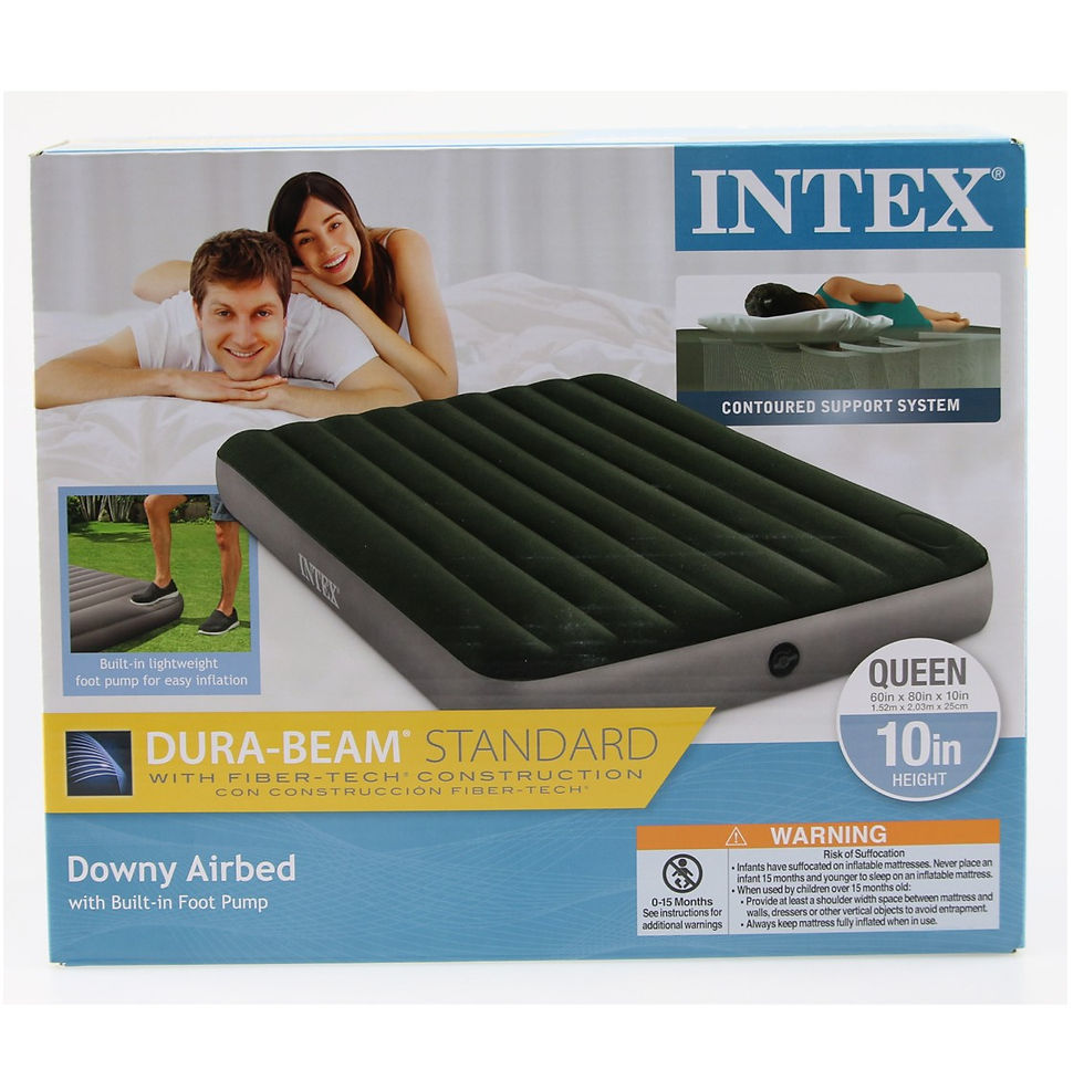 Intex Dura-Beam Queen Downy Airbed with flocked top, shown fully inflated on white background.