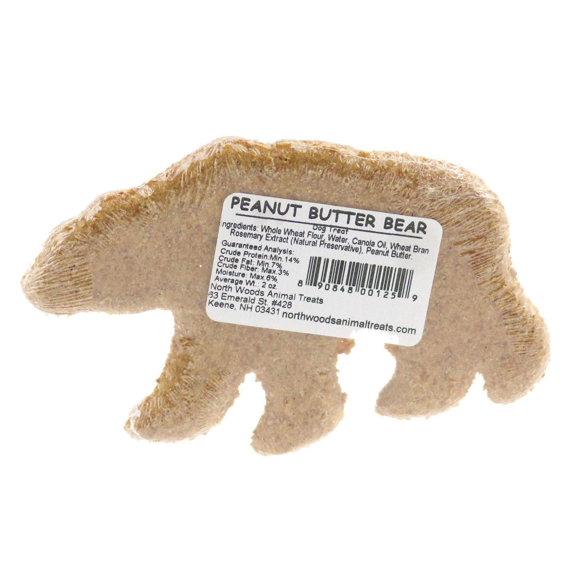 North Woods Peanut Butter Bear all-natural dog treat shaped like a bear, handmade and peanut butter flavored.