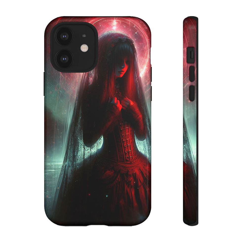 Thumbnail: Phone Case - Gothic Emo Bridal Women Anime Red Blue Out Worldly Bold Design