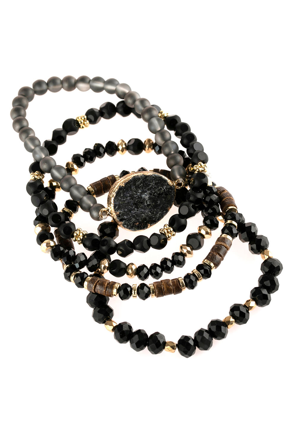 Thumbnail: Natural Stone Charm Mixed Beads Bracelets