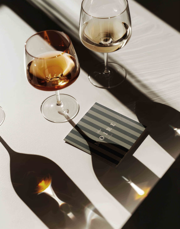 Bar Noire wine bar lifestyle shot — Maison Brand Kit dark colorway by Studio Ruby Signorelli