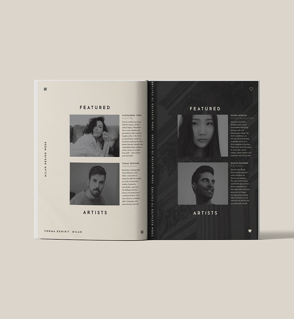 Magazine layout open to fashion editorial — showcasing timeless design and modern storytelling.