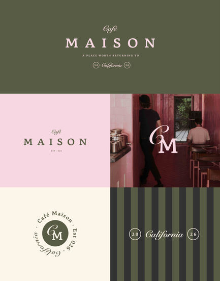 Café Maison logo suite in olive and blush colorway — Maison Brand Kit semi-custom hospitality brand identity by Studio Ruby Signorelli