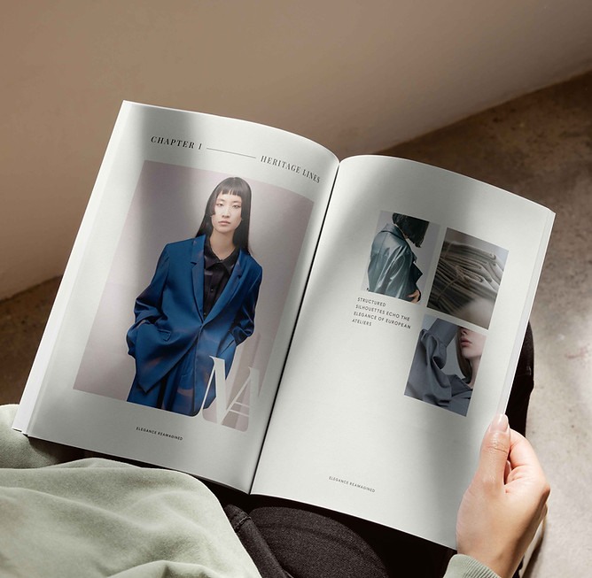 Person holding open magazine with images and text, rubysignorelli.com fashion portfolio
