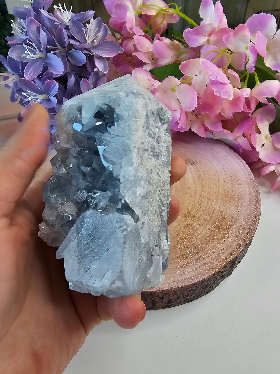 Thumbnail: Celestite Tower - 744g - 11cm x 5.8cm