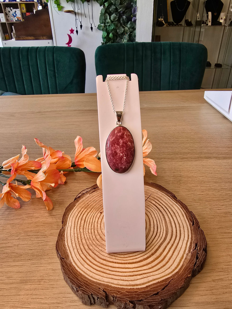 Thumbnail: Thulite Sterling Silver Pendant and Chain - 7.5g