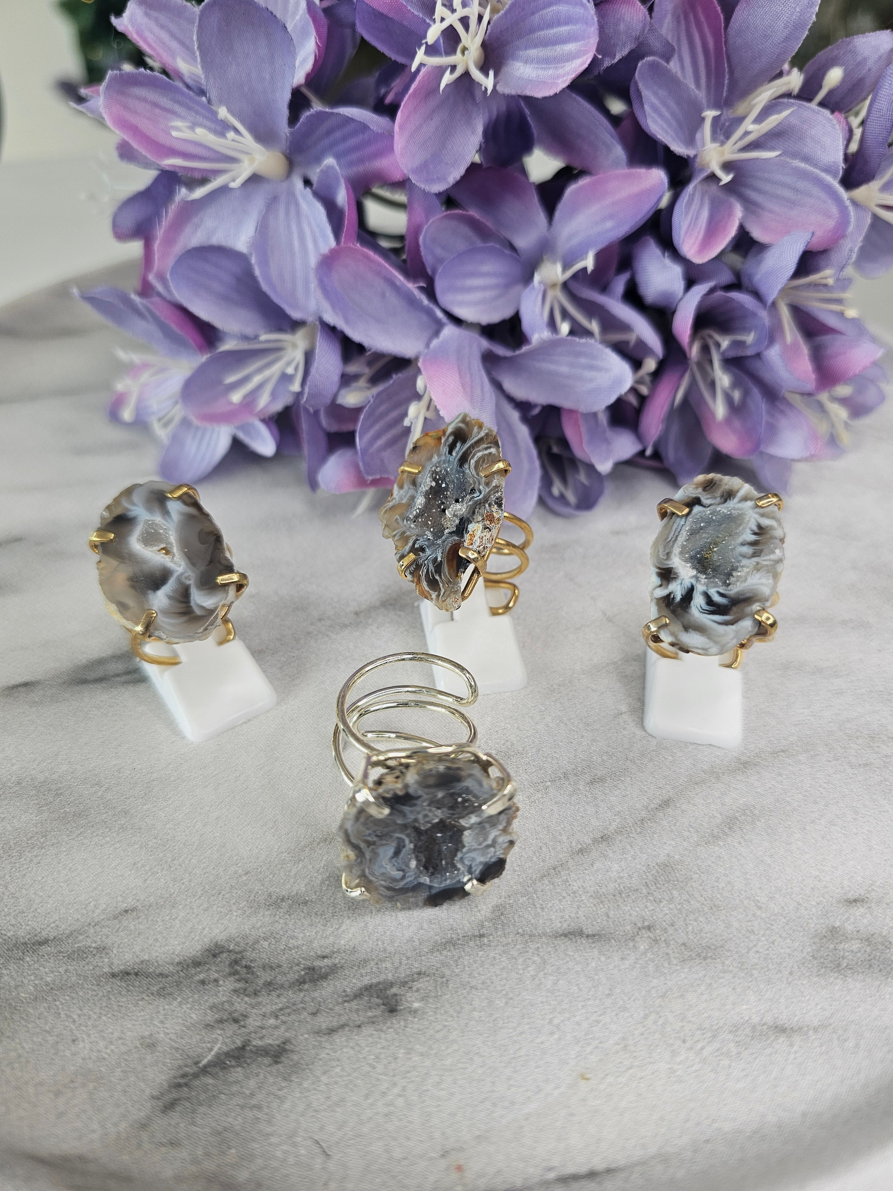 Druzy Agate Adjustable Ring