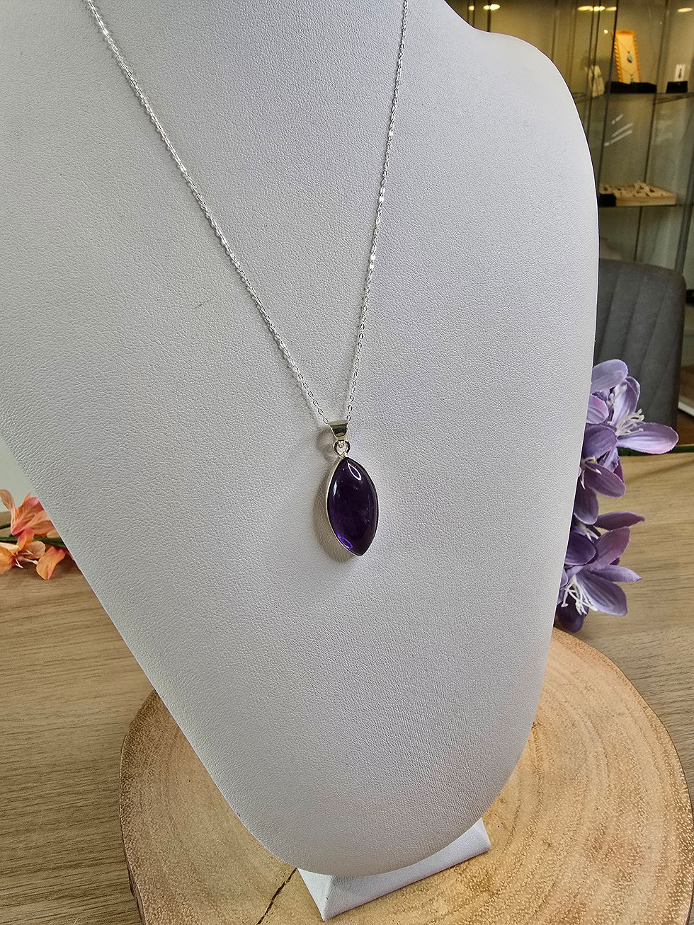 Thumbnail: Amethyst Sterling Silver Pendant and Chain - 4.5g