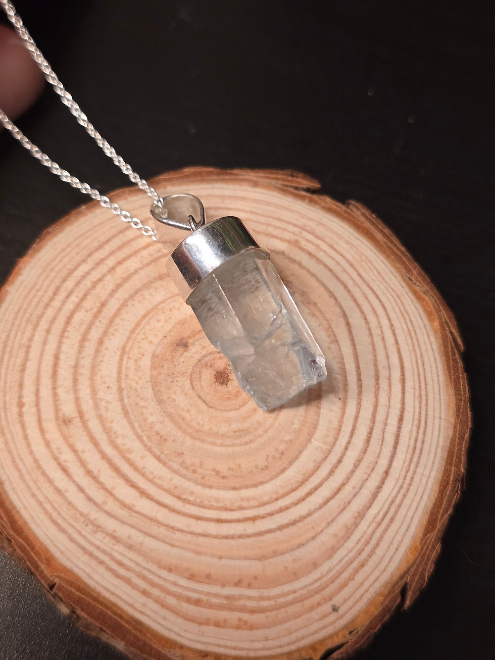 Thumbnail: Aquamarine Sterling Silver Pendant and Chain  - 9.6g