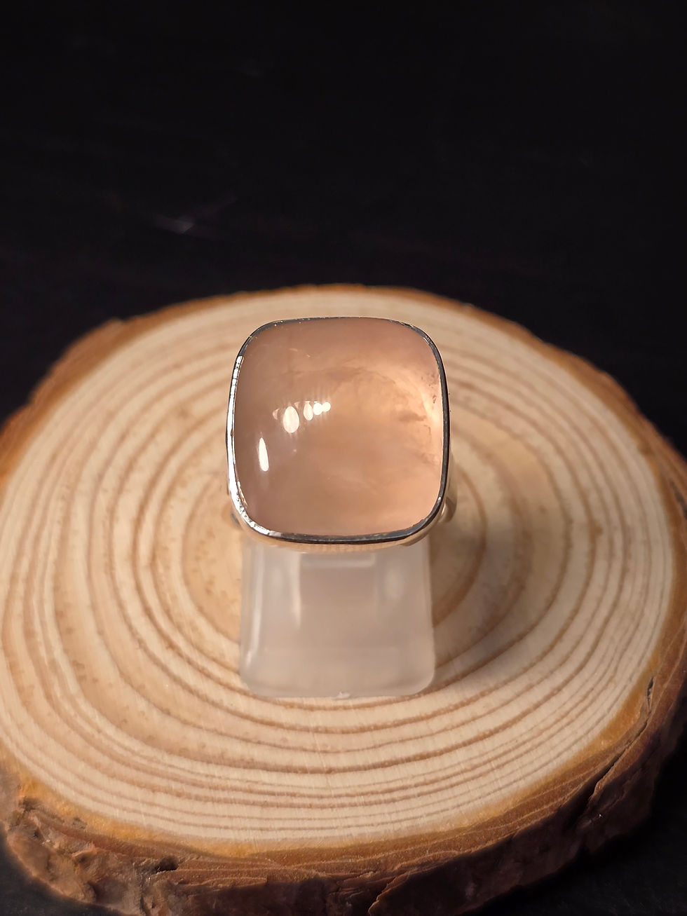 Thumbnail: Rose Quartz Sterling Silver Adjustable Ring - 9.7g