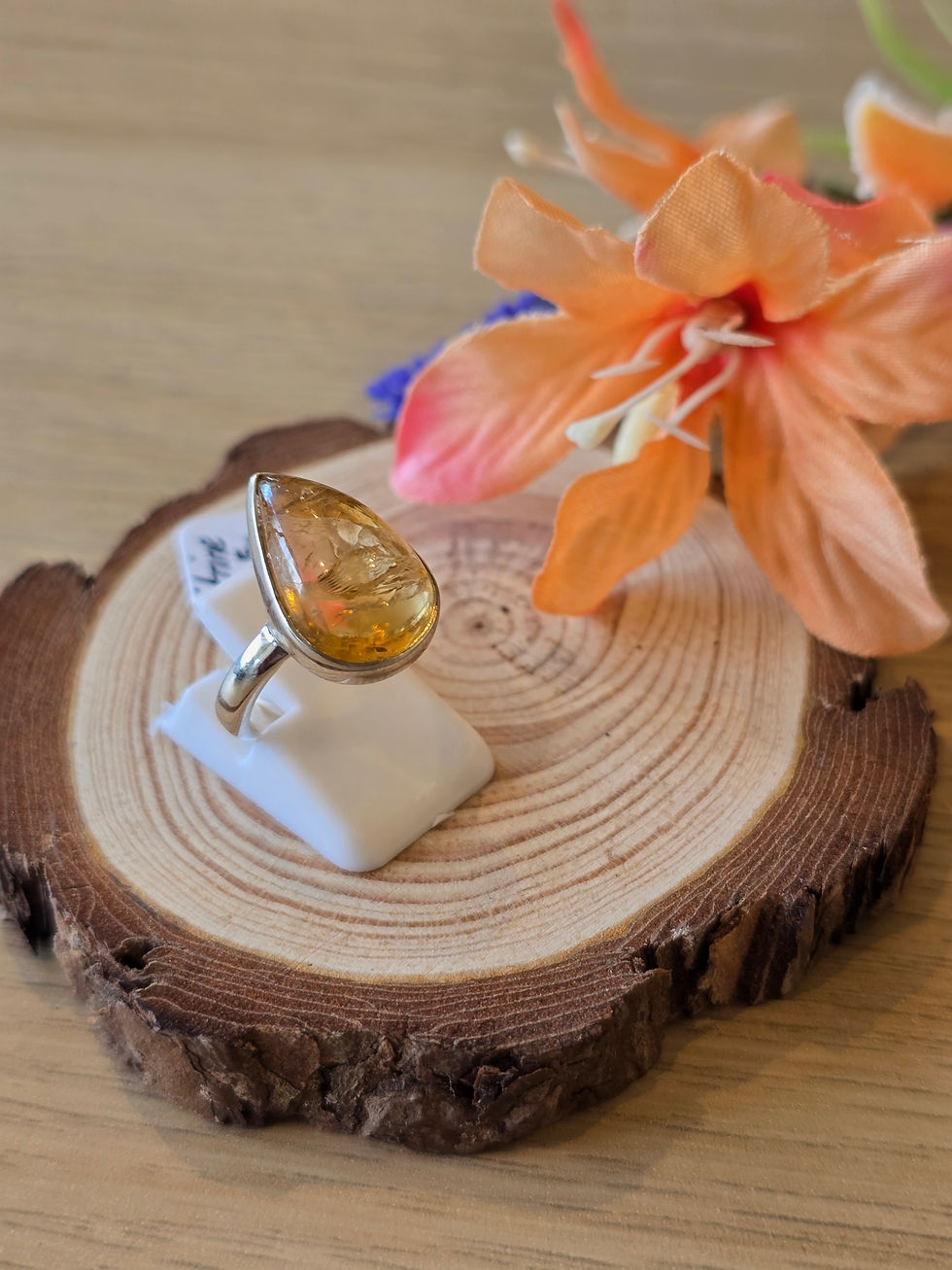 Thumbnail: Citrine Sterling Silver Ring - 4.5g - UK L