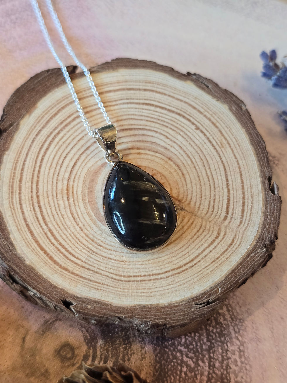 Thumbnail: Golden Seraphinite Sterling Silver Pendants with Chains