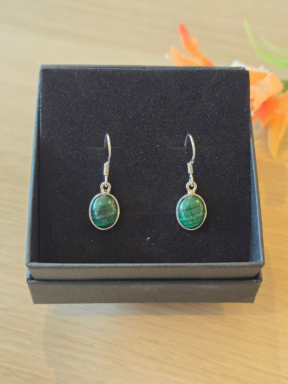 Thumbnail: Malachite Sterling Silver Drop Earrings
