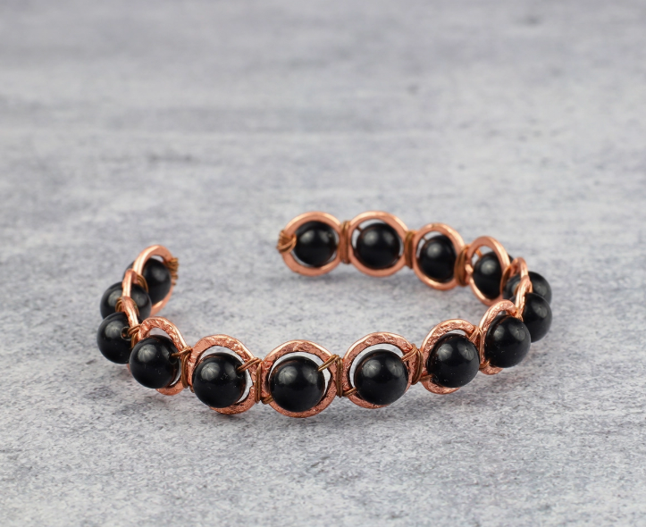 Thumbnail: Copper & Black Obsidian Crystal Bracelet