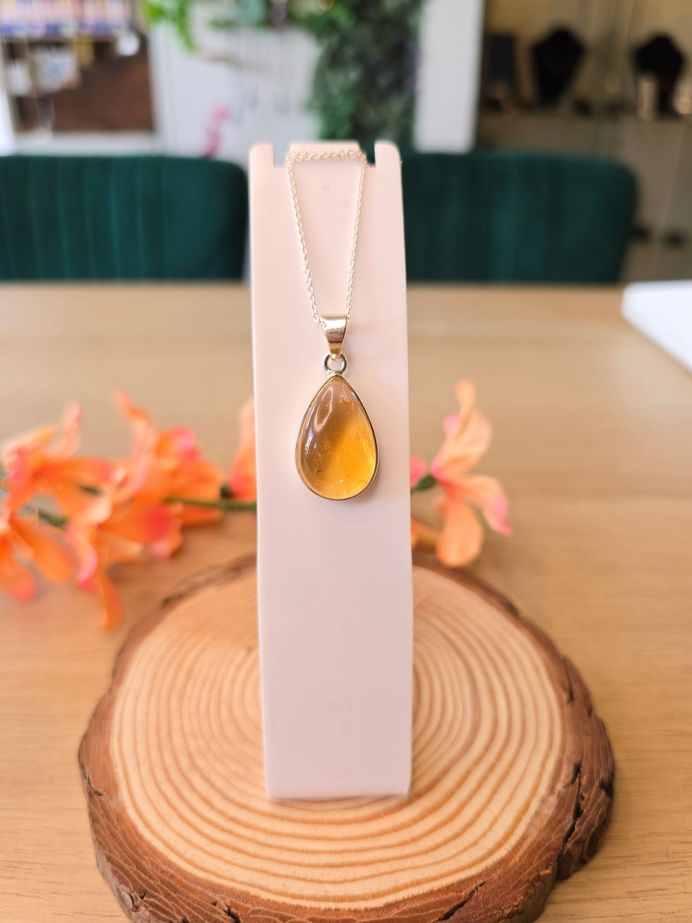 Thumbnail: Citrine Sterling Silver Pendant & Chain - 4.9g