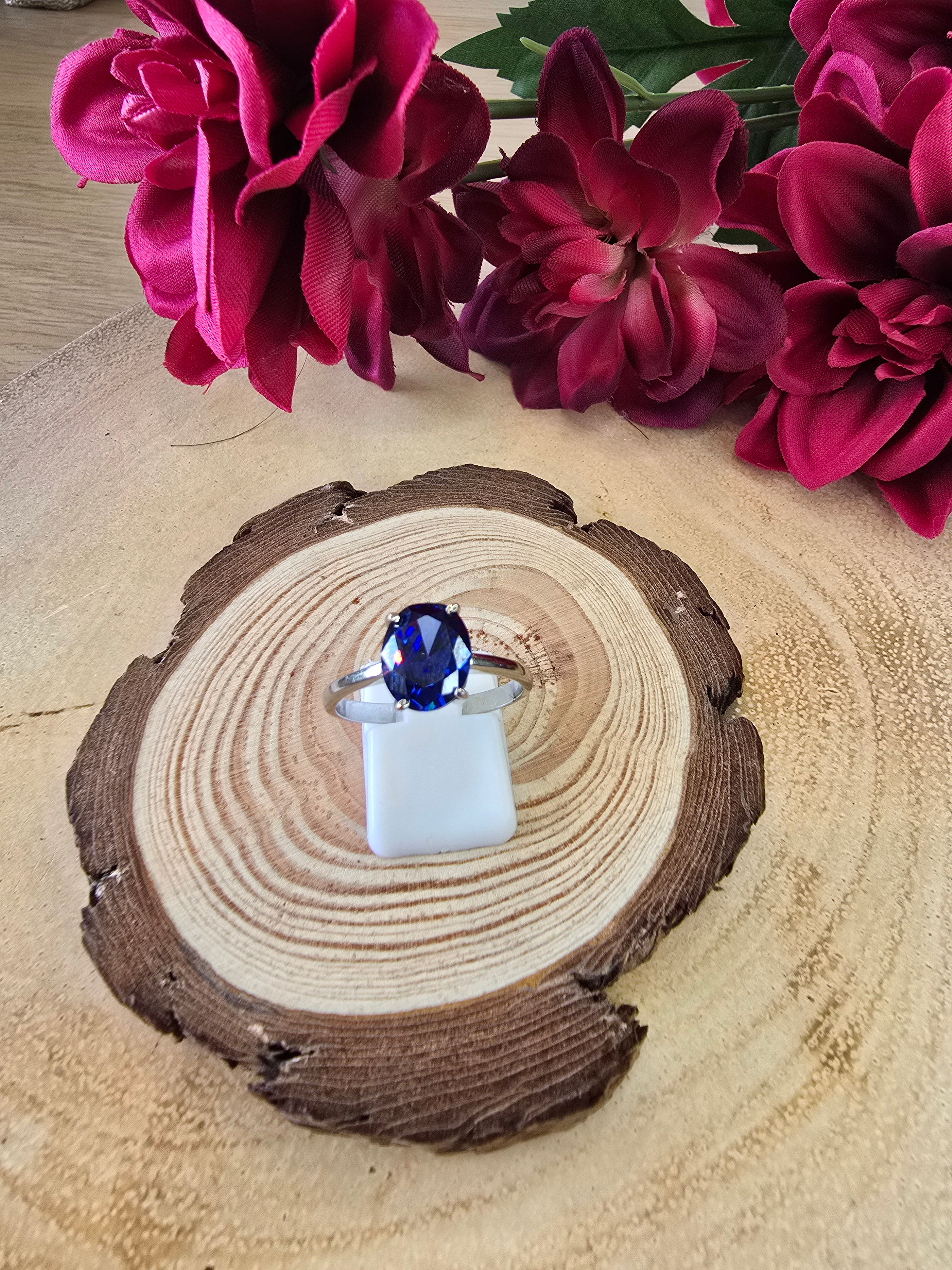 Simulated Tanzanite Sterling Silver Ring - 2.8g - UK R
