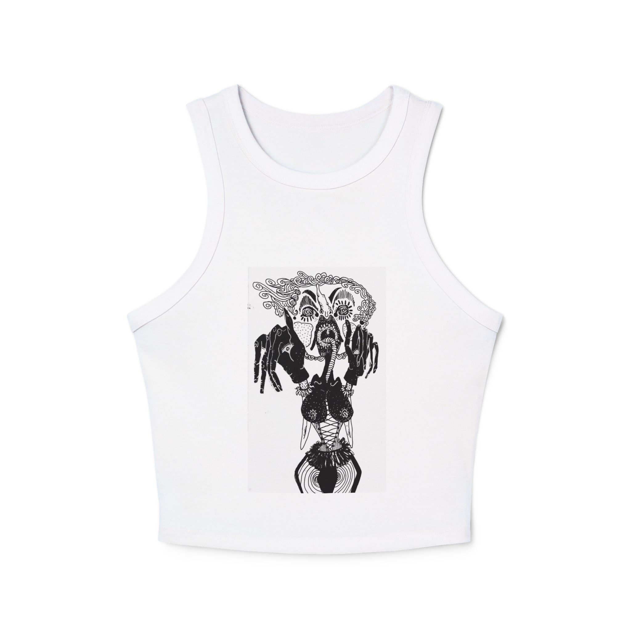 Artistic Women’s Micro Rib Racer Tank Top - Unique Graphic Design