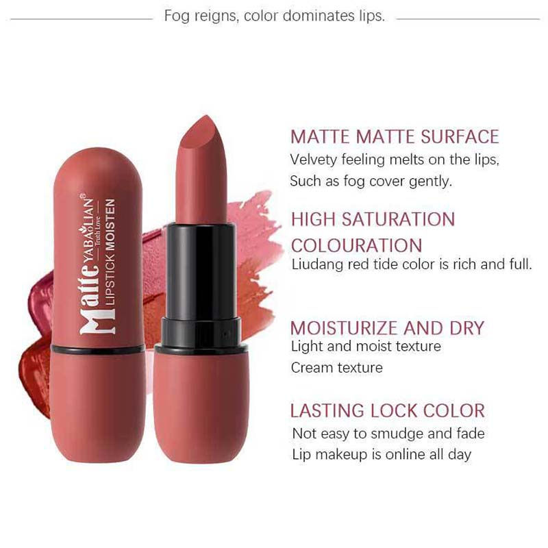 Thumbnail: 6-Color Matte Lipstick: Velvet Lip Color, Smooth, Waterproof, Long-Lasting Color