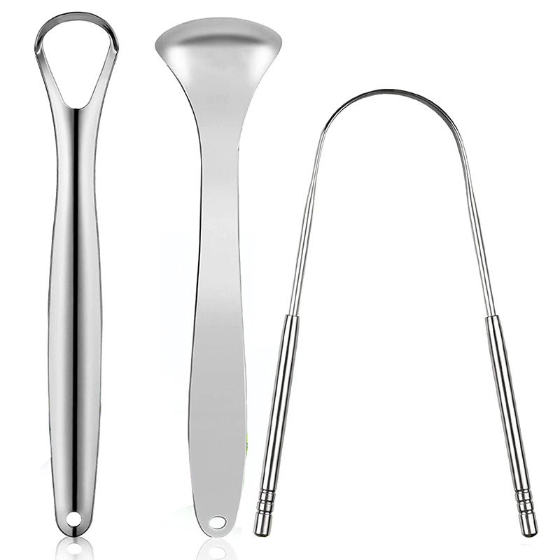 Thumbnail: Premium 1pcs/3pcs Metal Tongue Scraper Cleaner for Adults & Kids, Portable Stain