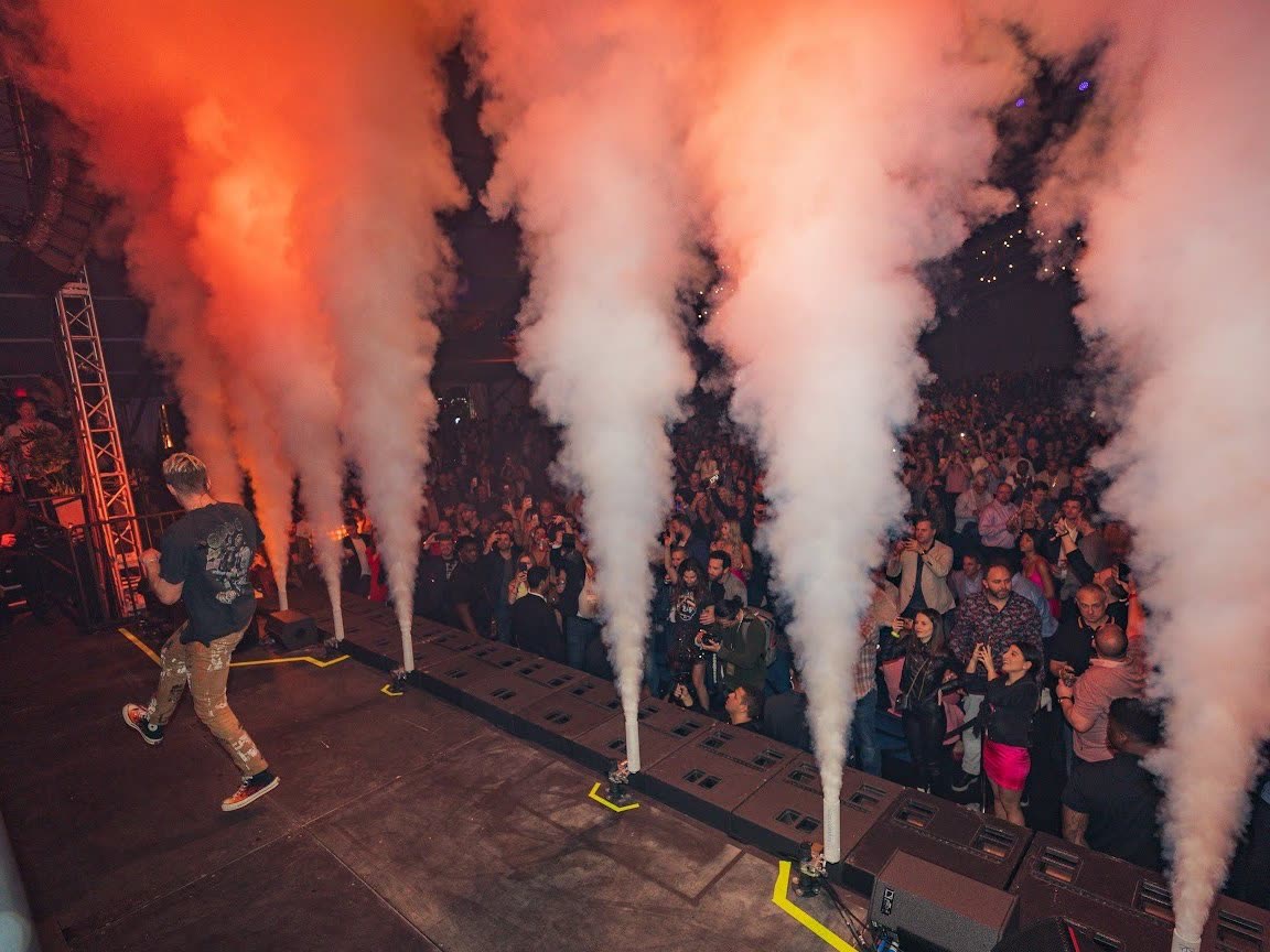 The main stage and full crowd at the MAXIM Havana Nights Big Game experience in Miami