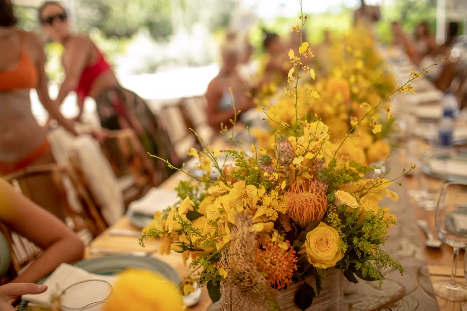 A styled dinner table setting at a curated client event