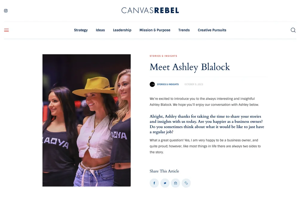 Ashley Blalock featured in CanvasRebel Magazine